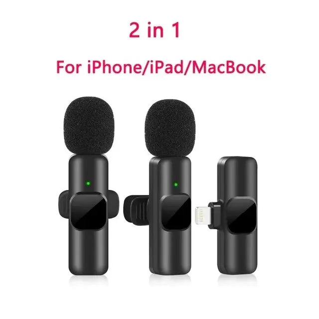k60 New Wireless Lavalier Microphone Portable Audio Video Recording Mini Mic for iPhone Android Live Broadcast Gaming Phone Mic