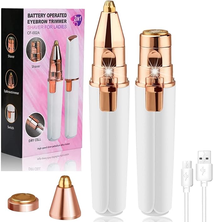 Woman's Facial Hair Remover, 2 in 1 Eyebrow and Face Epilator,Hair Removal Device,Facial Epilator for Women,Rechargeable Upper Lip Hair Remover,Hair Remover for Women Face,Ladies Facial Hair Remover