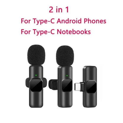 k60 New Wireless Lavalier Microphone Portable Audio Video Recording Mini Mic for iPhone Android Live Broadcast Gaming Phone Mic