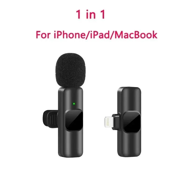 k60 New Wireless Lavalier Microphone Portable Audio Video Recording Mini Mic for iPhone Android Live Broadcast Gaming Phone Mic