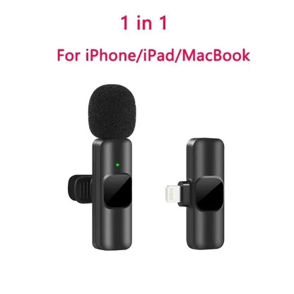 k60 New Wireless Lavalier Microphone Portable Audio Video Recording Mini Mic for iPhone Android Live Broadcast Gaming Phone Mic