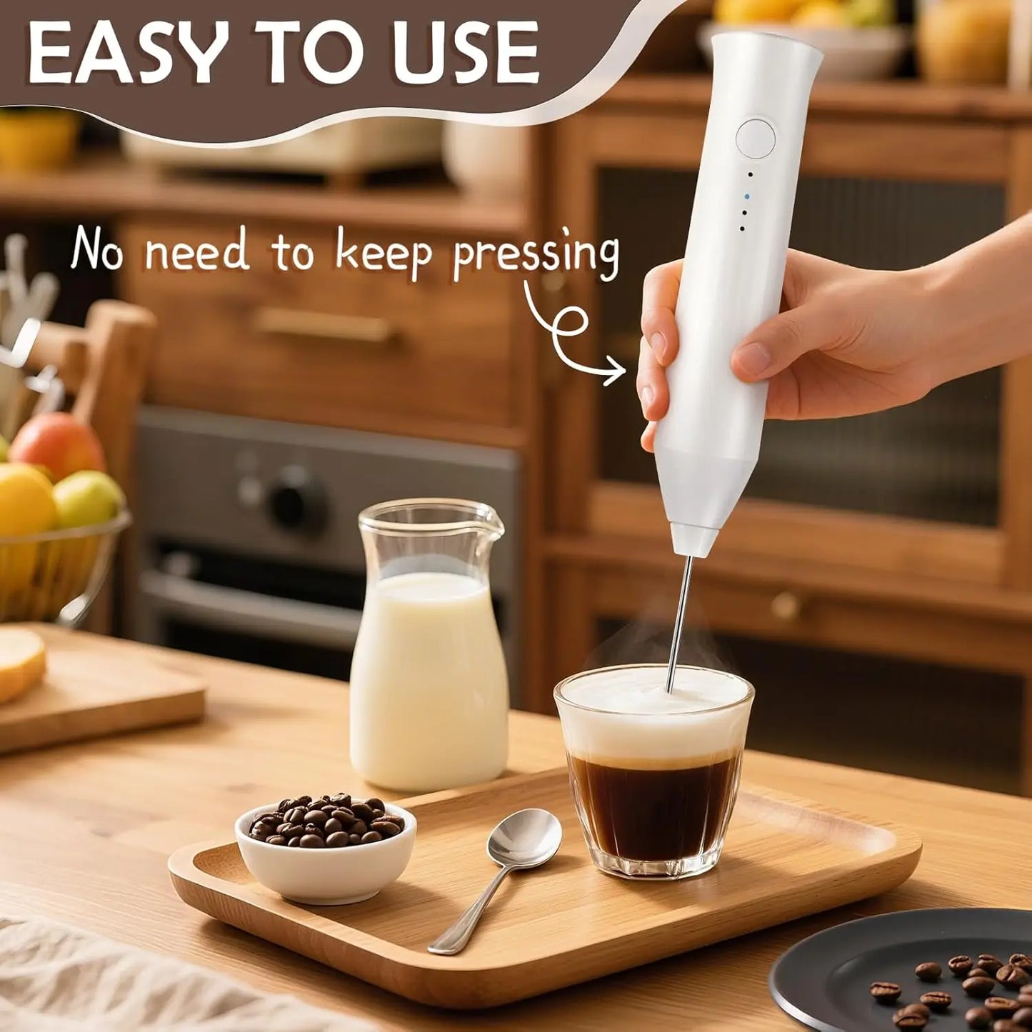 Electric Milk Frother 2 In 1 Rechargeable  Blender Stainless Steel 3 Speeds Coffee Mixer Egg Beater Handheld Foam Maker Tools