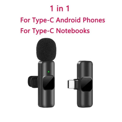 k60 New Wireless Lavalier Microphone Portable Audio Video Recording Mini Mic for iPhone Android Live Broadcast Gaming Phone Mic