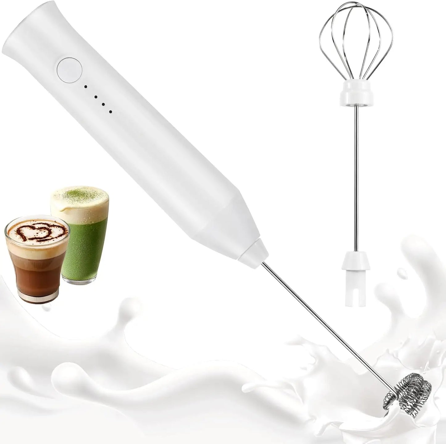 Electric Milk Frother 2 In 1 Rechargeable  Blender Stainless Steel 3 Speeds Coffee Mixer Egg Beater Handheld Foam Maker Tools
