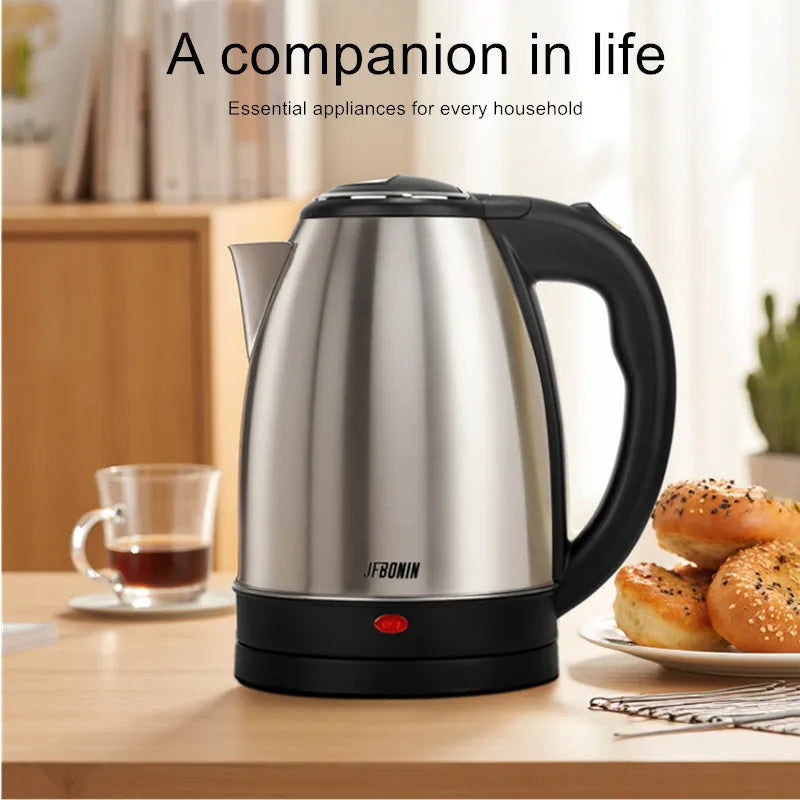 Stainless Steel Electric Kettle 1.8L 220V Silver Black Base Separation Desion Rust-resistant Durable for Home During Travel