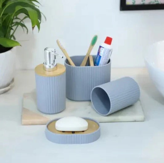 4 PCs Wooden Lid Bath Accessories Set