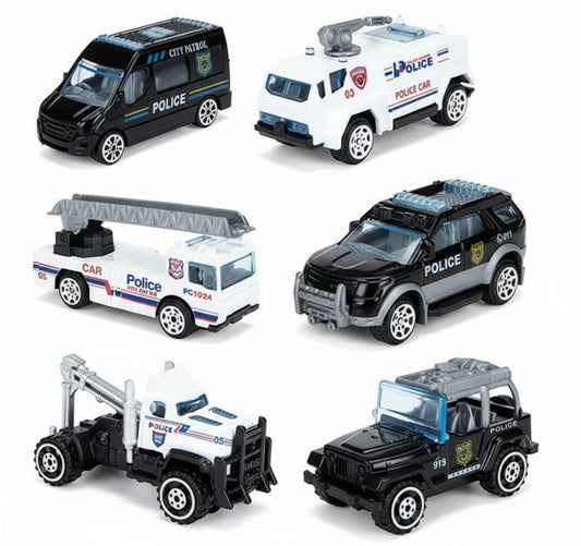 Diecast Police Cars Metal Playset Vehicle Models Collection Police Patrol Toy for Kids Pack of 6PCS