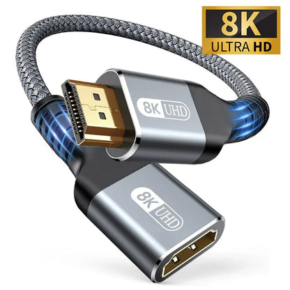 HDMI 2.1 8K Male to Female Cable HDMI Extension Braided Cord 8K@60Hz 4K@240Hz Extender Adapter for Roku TV PS5 HDTV Blu-ray