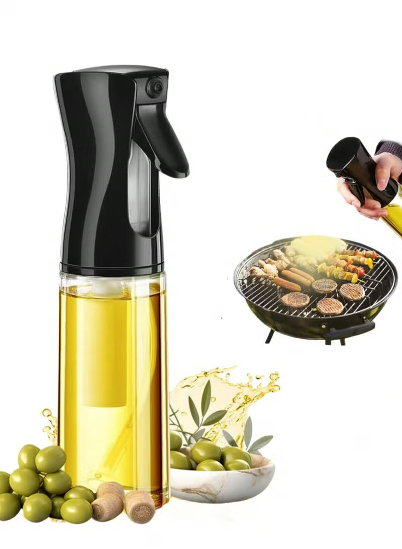 High-Pressure Nozzle Oil Spray Bottle - 200ml Durable Food-Grade Glass for Healthy Cooking, BBQ, Frying, Salad, Travel - Ergonomic Non-Slip Handle, Wide Mouth Design, Leak-Proof